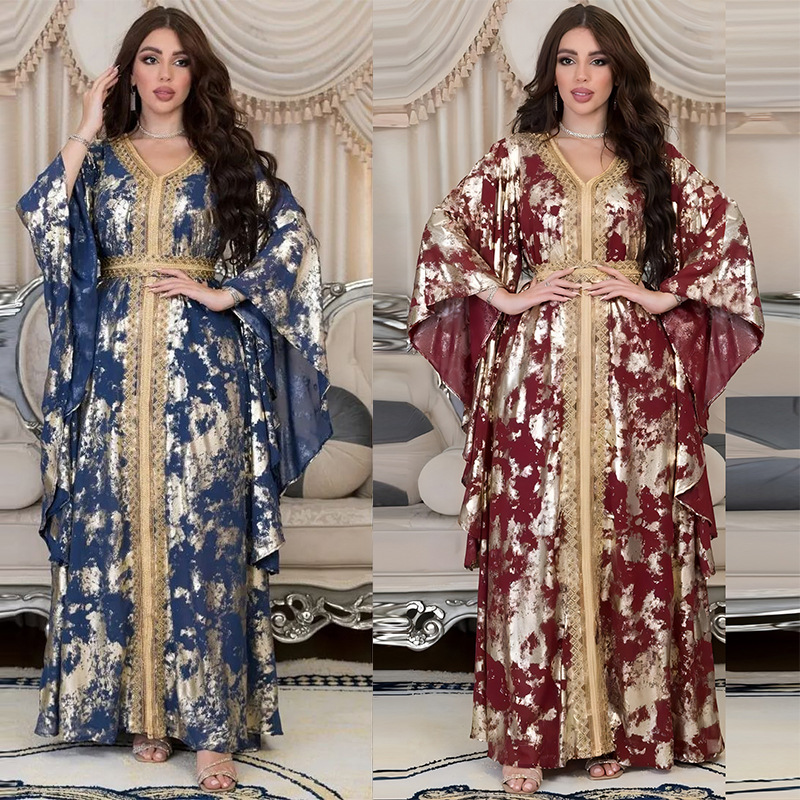 2023 Plus Size Women Islamic Clothing Arabian Clothes Eid Prom Luxury Trumpet Cuff Abaya Muslim Dress Chiffon Kaftan Dresses 