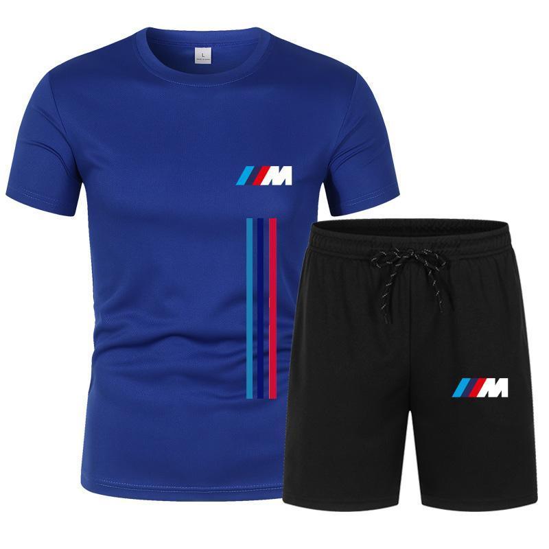 Summer New Men Casual Shorts Sets Short Sleeve T Shirt Shorts Solid Tracksuit Set Men's Clothing 2 Pieces 
