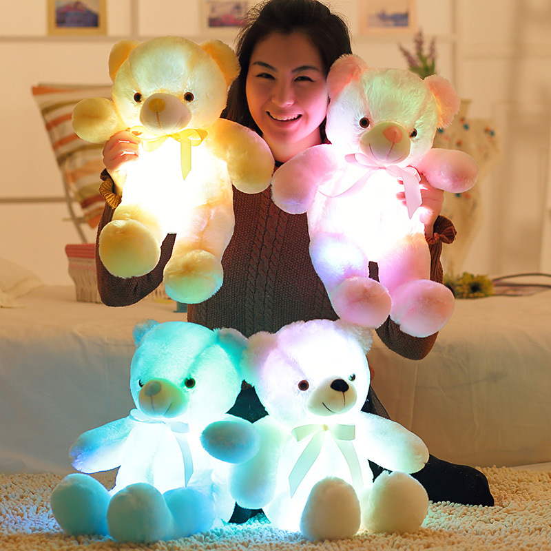 M455 Cartoon 30cm Plush Toy With Light Bear Stuffed Animals Kids Toys Birthday Gift Valentine's Day Bear Plush Toys 