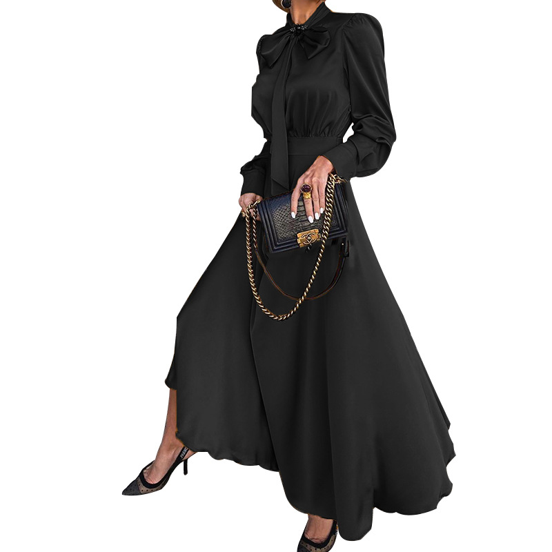 Autumn Women's Clothing Vintage Long Sleeve Office Lady Formal Dress Elegant Plus Size Dress Vestidos De Fiesta Largos Elegantes 