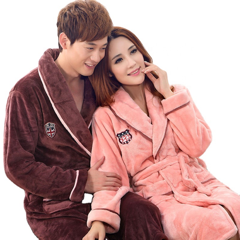 Thickened Flannel Nightgowns Luxury Men And Women's Bath Sleepwear Kimono Robes 
