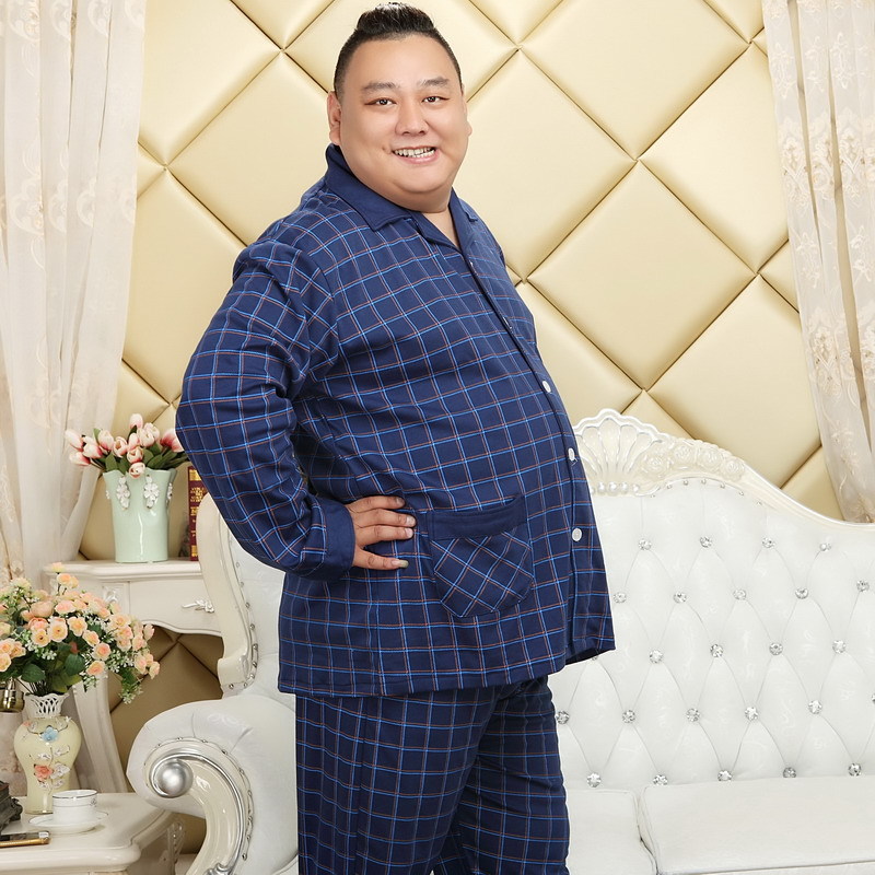 Casual Night Wear For Male Large Size Xxxxxl 100% Cotton Men Pajama Sets Simple Plaid Mens Sleepwear Pyjamas 