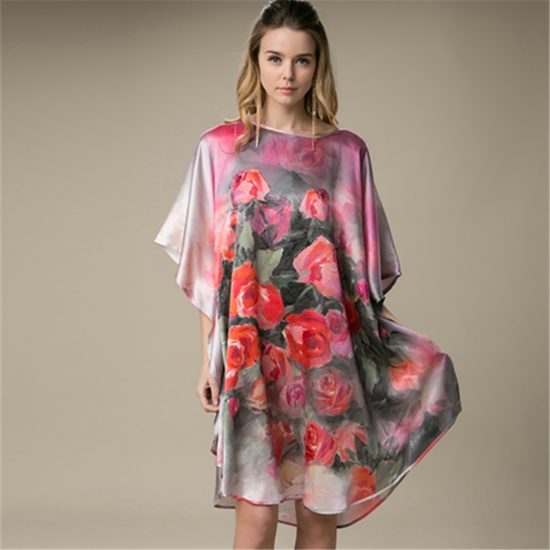 Factory Direct Sale Women's Satin Soft Silk Women's Sleepwear Aduls Outdoor Short Sleeves Nightgown Silk Night Dress Pajamas 