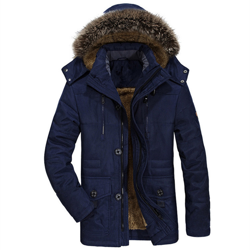Men's Winter Thicken Cotton Canvas Parka Jacket Warm Outwear Coat 
