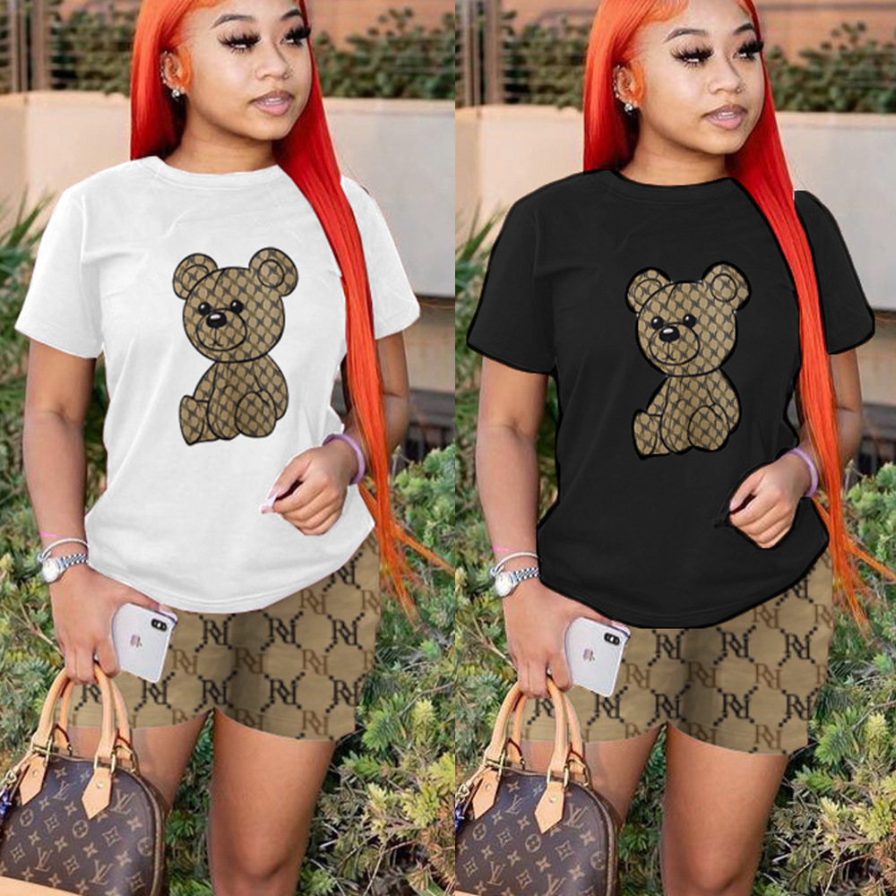 2022 Summer Ladies Tracksuit Fashion Women's Clothing Sets Two Piece Gradient Color Print Pants Set 