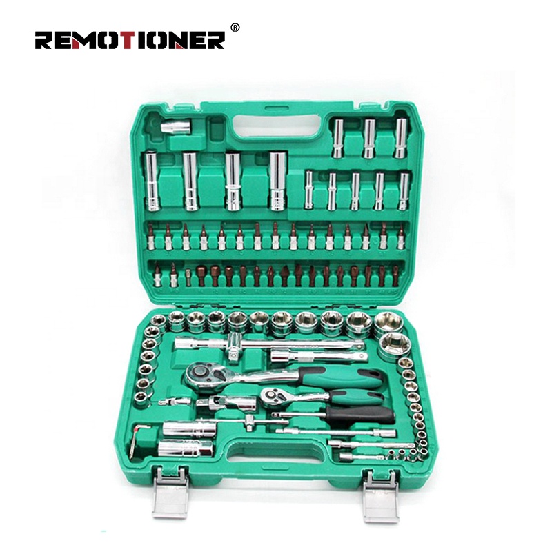 Heavy Duty 94pcs Hand Tool Kit 1/4" &amp; 1/2" Socket Wrench Spanner Set Auto Repair Tool Box 