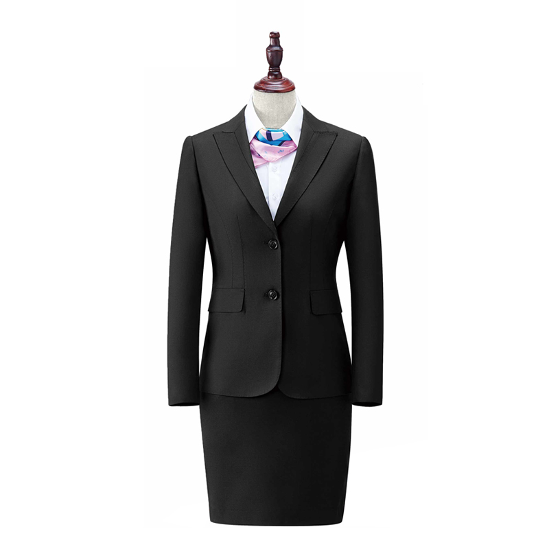 Custom Wholesale Single Row Button Elegant Formal Office Black Women's Suits 