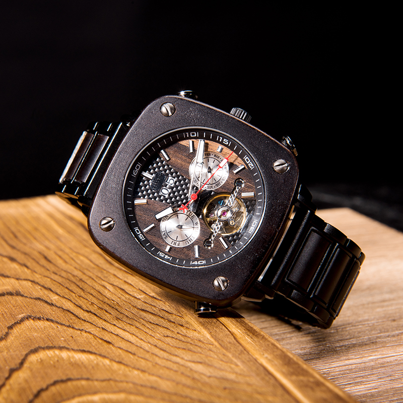 Square Dial Big Face Custom Logo Bobo Bird Luxury Automatic Mechanical Stainless Wrist Watch For Men 
