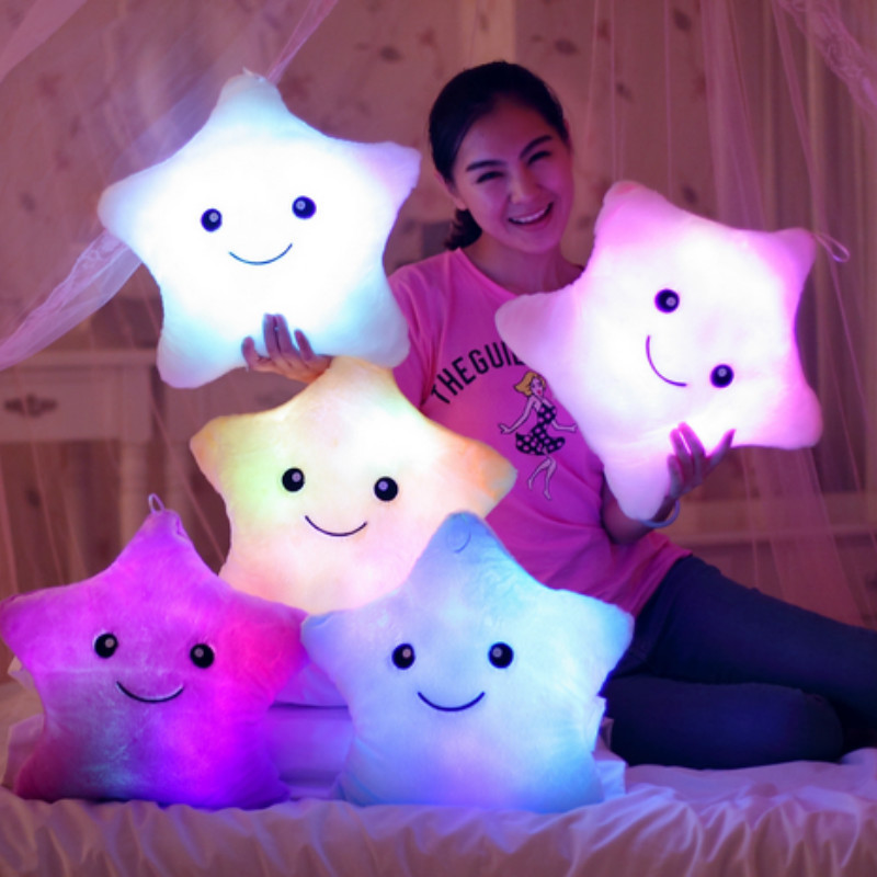 Valentine's Day Creative 34cm Glowing Pillow Led Light Colorful Luminous Stars Plush Toys For Kids Children 