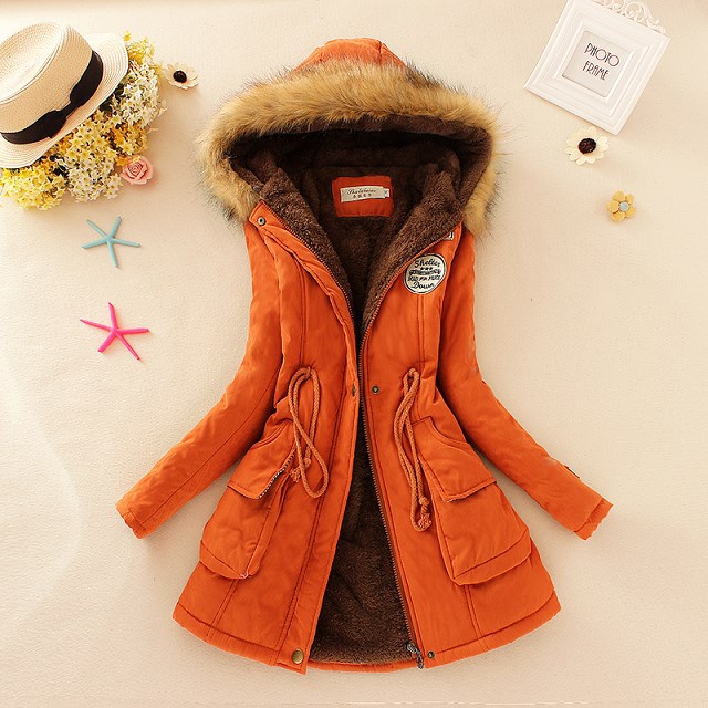 Best Seller Warm Long Coat Fur Collar Hooded Jacket Slim Winter Parka Outwear Coats