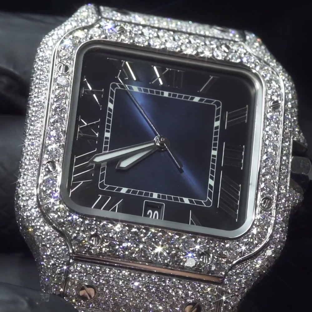 Premium Vvs Iced Out Handset White Moissanite Diamond Bezel Custom Watch For Men And Women 