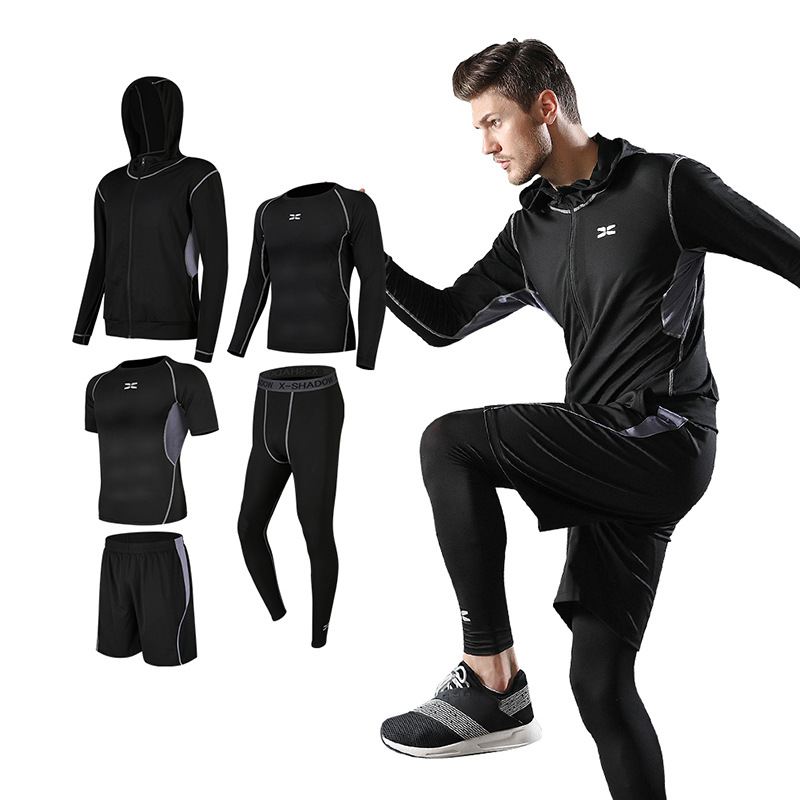 Running Sports Suit Men's Casual Men's Fitness Clothes Quick-drying Training Sportswear Five-piece Set Gym Fitness Sets 