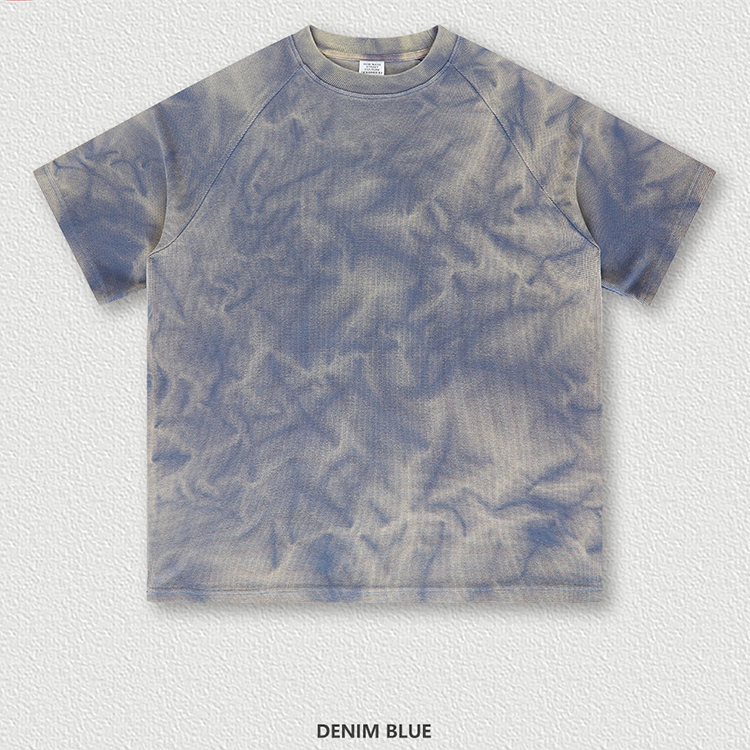 Wholesale Men Tie Dye T-shirt Waffle Undefined Streetwear Hip Hop 220g Cotton Loose Oversized T Shirt For Men 