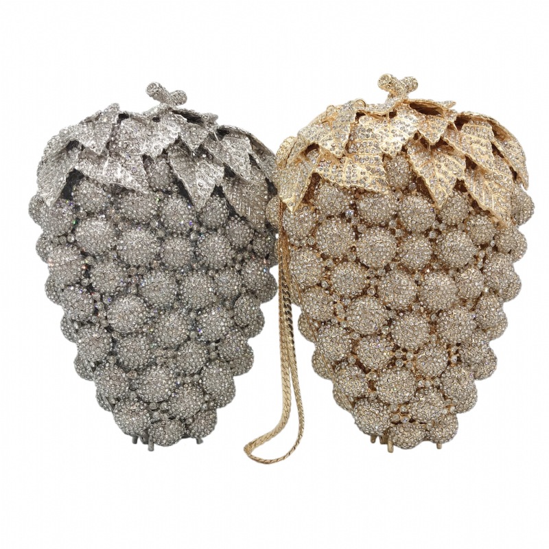 Black Rose Fashion 2022 New Grape Shaped Diamond Evening Bag Trend Ladies Gold Ladies Bag Fashionable Luxury Fancy Handbags 