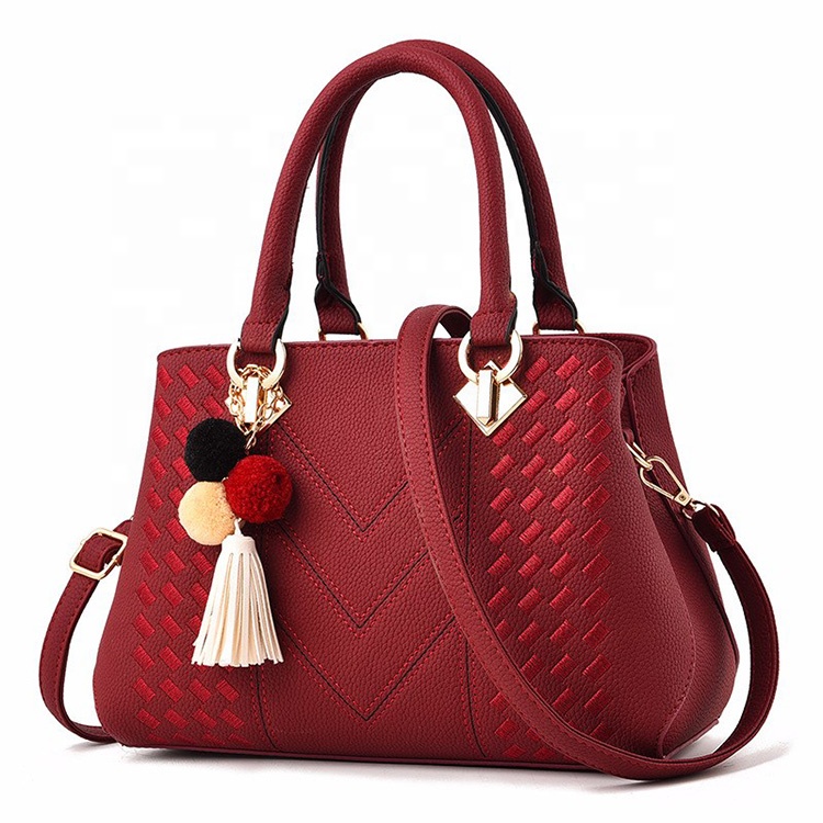 Women Tote Bag Supplier Custom Pu Leather Ladies Female Fashion Luxury Shoulder Handbags With Hairball 