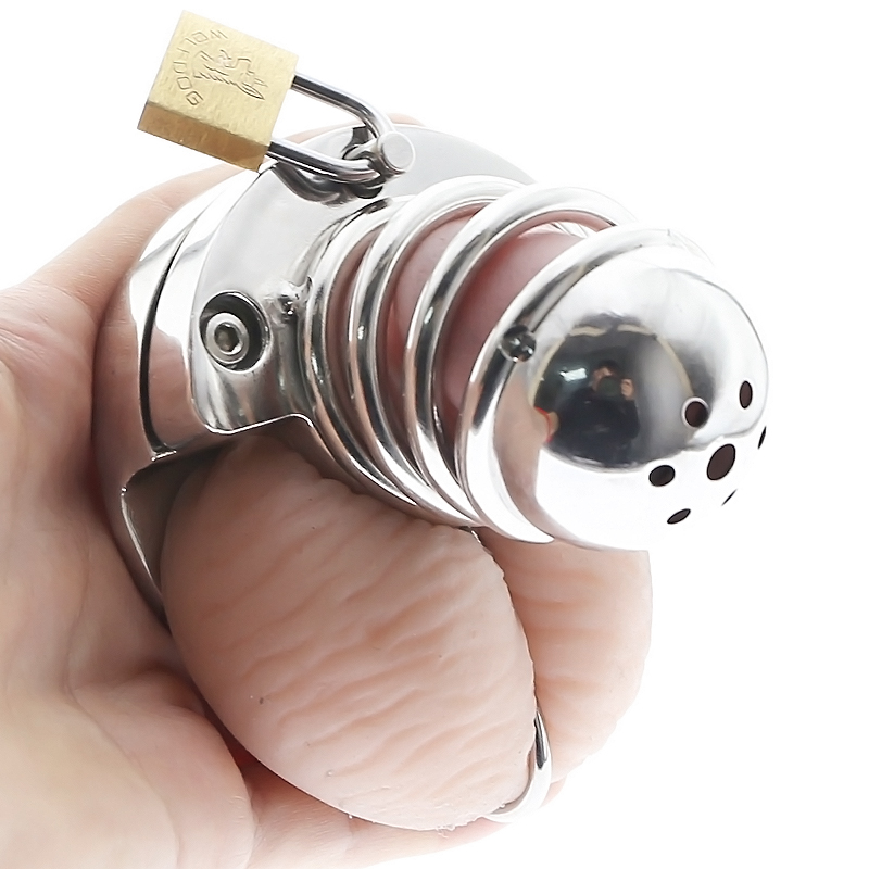 Stainless Steel Padlock Chastity Cage Cock Cage Adult Sex Male Cock Cage Delay Ejaculation Bdsm Sex Toy For Men 