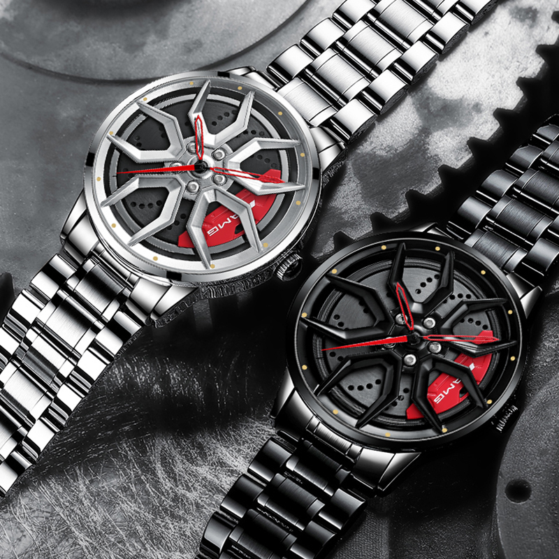 3d Stereo Sports Car Wheel Hub Men Watches Waterproof Sport Rim Hub Wheel Wristwatch Wheel Hub Men's Watches 