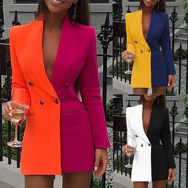 E-2105 Autumn Women's Clothing V Neck Long Sleeve Office Ladies Casual Suits Fall Business Dresses 