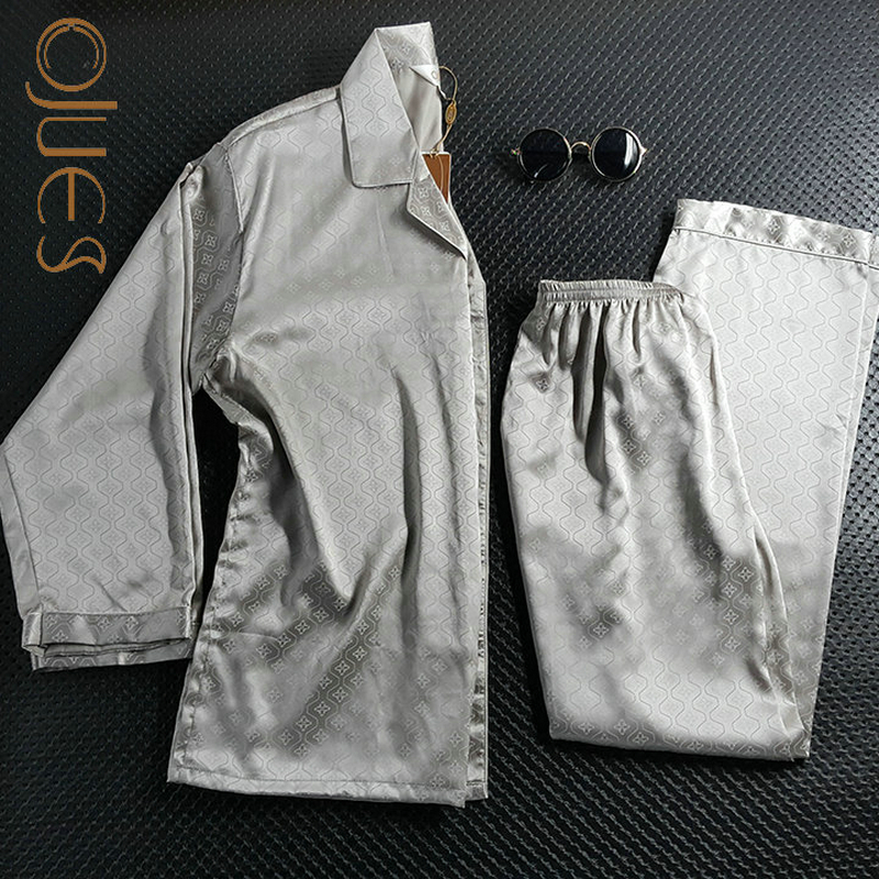 2020 Fashion Designer Silk Pajamas Mens Silk Pajamas Custom Nightwear Pajamas Men's Silk Sleepwear 