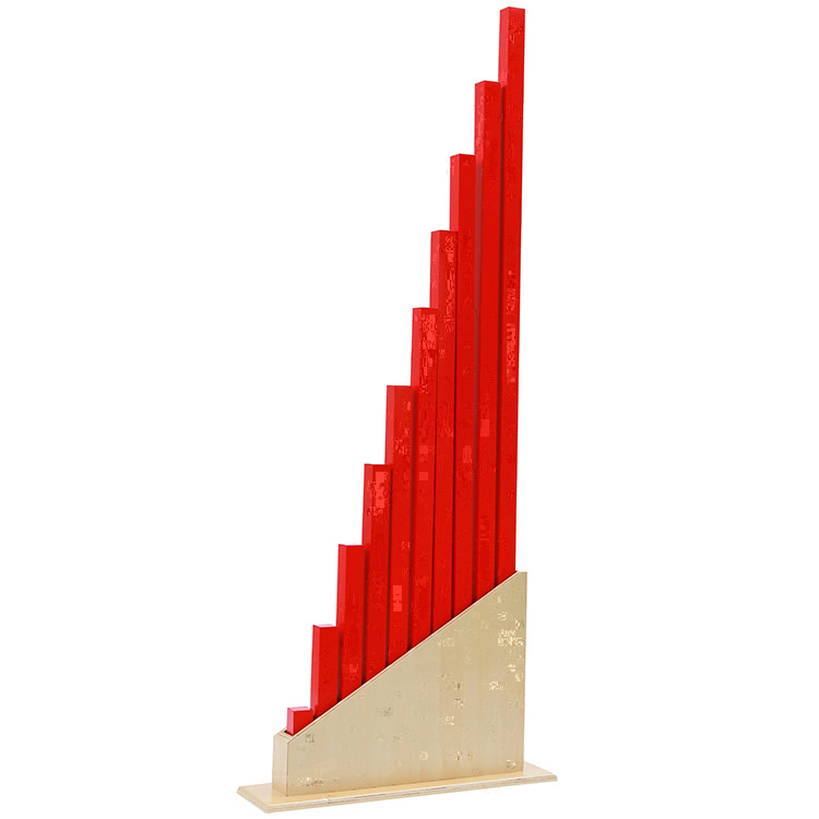 Kindergarten And Preschool Educational Montessori Materials Wooden Educational Sensorial Toys For Children Long Red 
