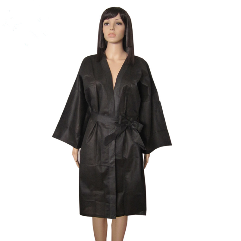2021 Amazon Hot Sell Disposable Nonwoven Bathrobe Hotel Robes Disposable Kimono For Massage Spa And Beauty Salon 