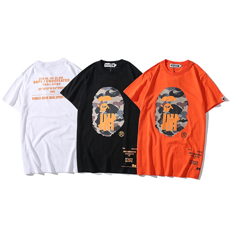 Bape Monkey Printing 2022 Summer New 100 Cotton Men's Casual T-shirt Couple High Street Short-sleeved Bottoming Shirt Wholesale 