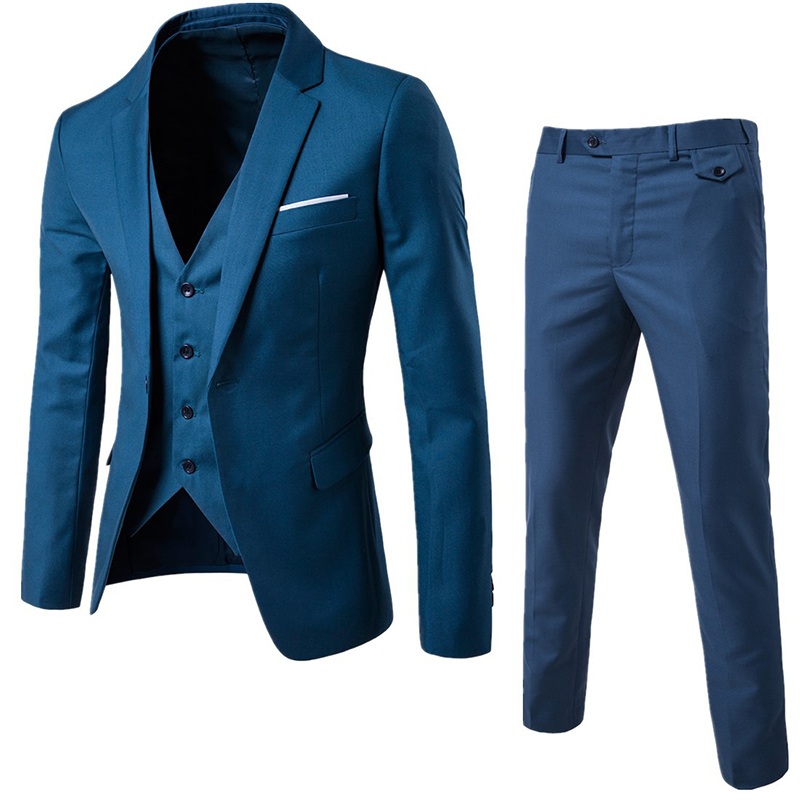 Cheap Men's Three-piece Suit,Korean Slim Business Formal Wear Fashion Clothing Best Man Groom Wedding Suit/ 