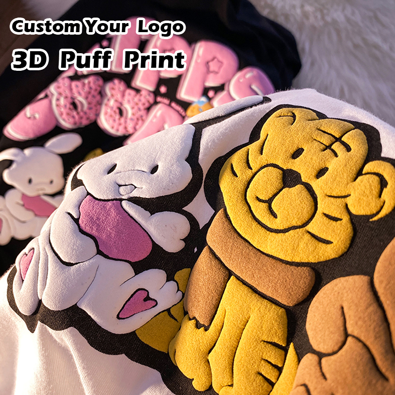 Tee Shirt Custom 3d Puff Foam Printing T Shirts Plain 100% Cotton Polyester Tshirt Screen Printing Designer Logo Men's T-shirts 