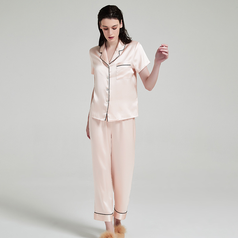 Wholesale Pajamas Sleepwear Pink Real 100% Silk Pajamas Set Women's Silk Pajamas Sets Custom For Women Silk 