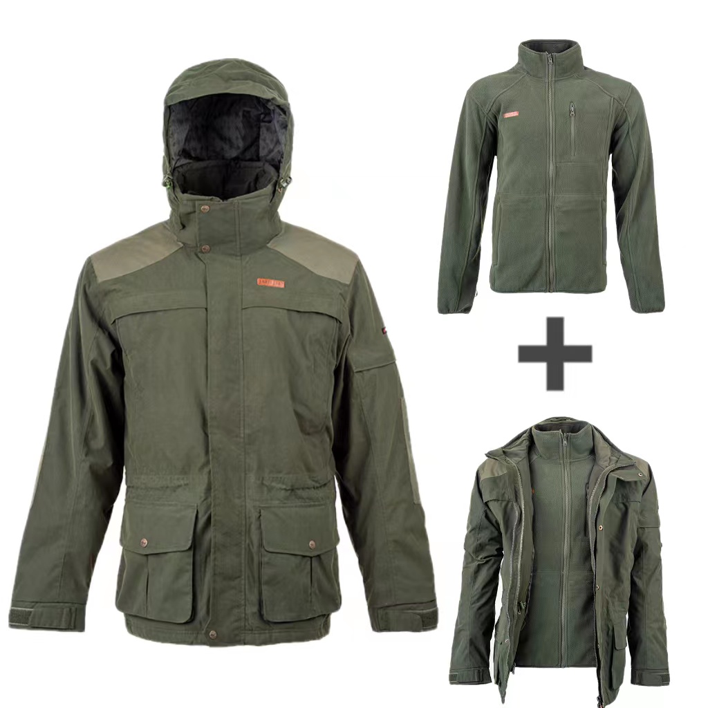 Men's 3 In 1 Winter Coat Jacket Waterproof Warm Padded Hiking Hunting Jacket For Cold Weather 