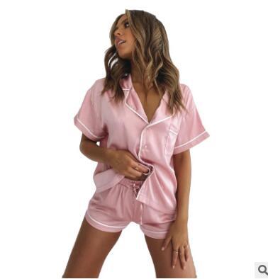 Wholesale Night Wear Silk Satin Pajama Women Loungewear Pyjamas Women's Sleepwear 