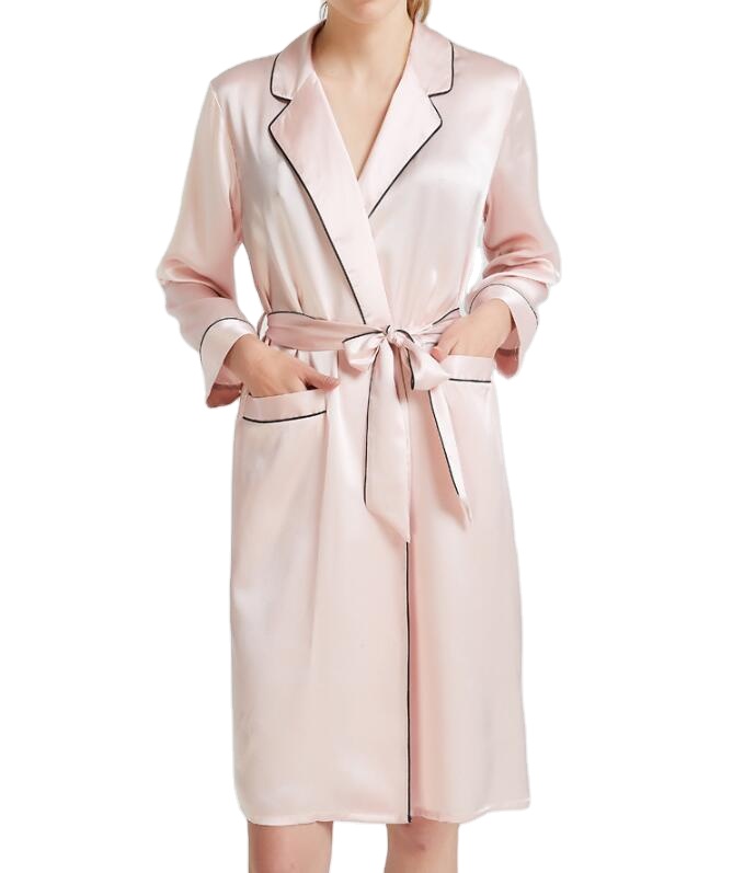 Luxury Wholesale Custom Logo Long Sleeve Night Gown Mulberry Silk Night Dress Sexy Women 100% Silk Pajamas Satin Silk Robes 