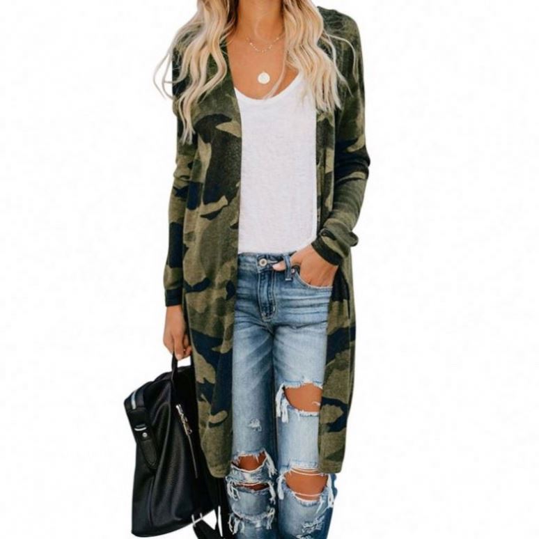 High Quality Autumn Winter Women Long Sleeve Print Long Cardigan Sweater For Women 