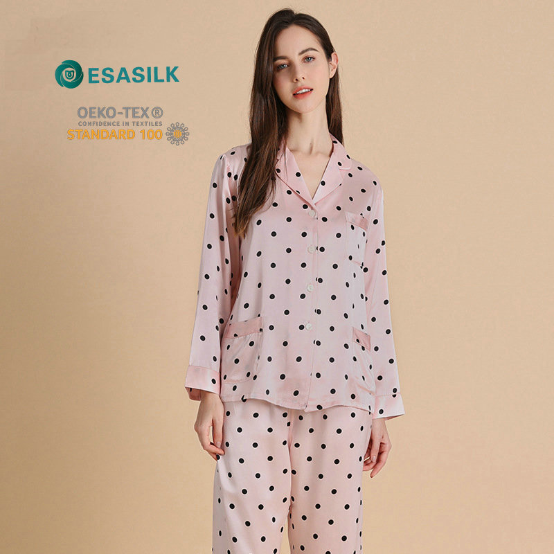 Women's Pajamas Dot Pattern Silk Sleepwear Designer Satin Silk Pajamas Sets Loungewear 