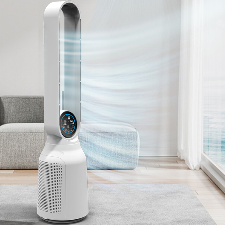 Multifunctional Smart 2 In 1 Home Air Filter Whole House Hepa Filter Leafless Air Purifier Standing Fan Tower Fan 