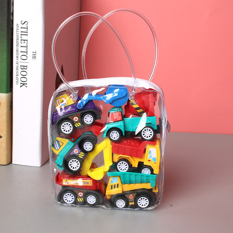 6 Pcs In One Set Construction Truck Fire Truck Taxi Model Kid Mini Toys For Boys Cars 