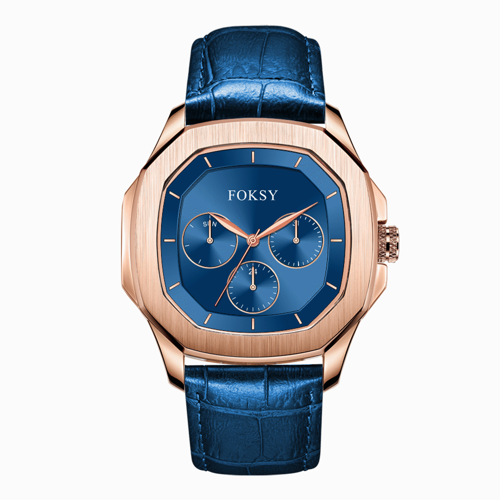 Oem Accept Triple Sub-dials Luxury Classic Square Custom Logo Chronograph Quartz Watch For Men 
