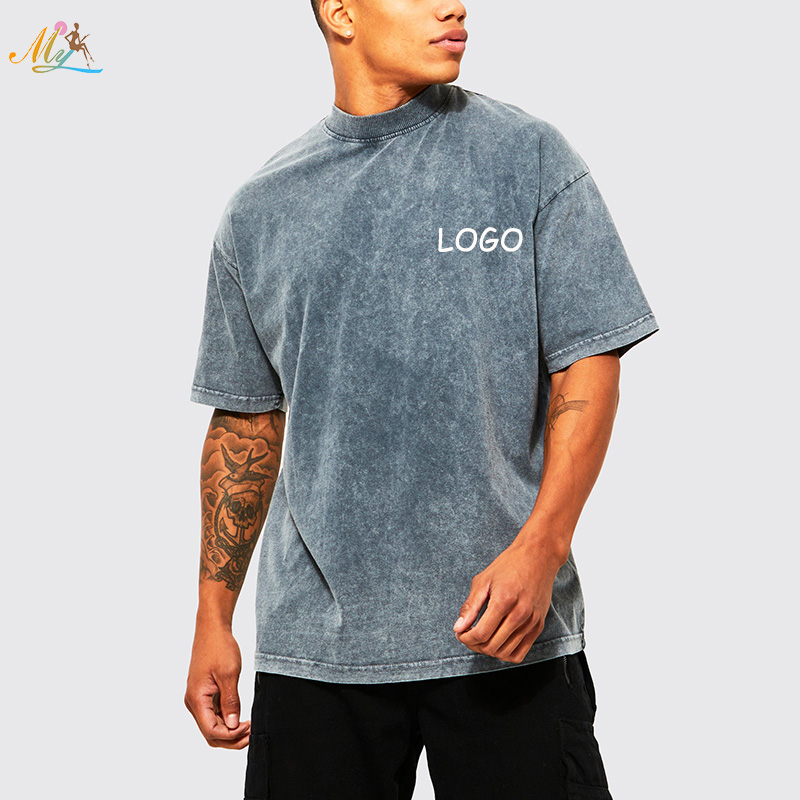 Clothing Manufacturers Custom Logo Streetwear Vintage Acid Wash T-shirt Unisex Drop Shoulder Heavy Weight Clothes Men's T-shirts 