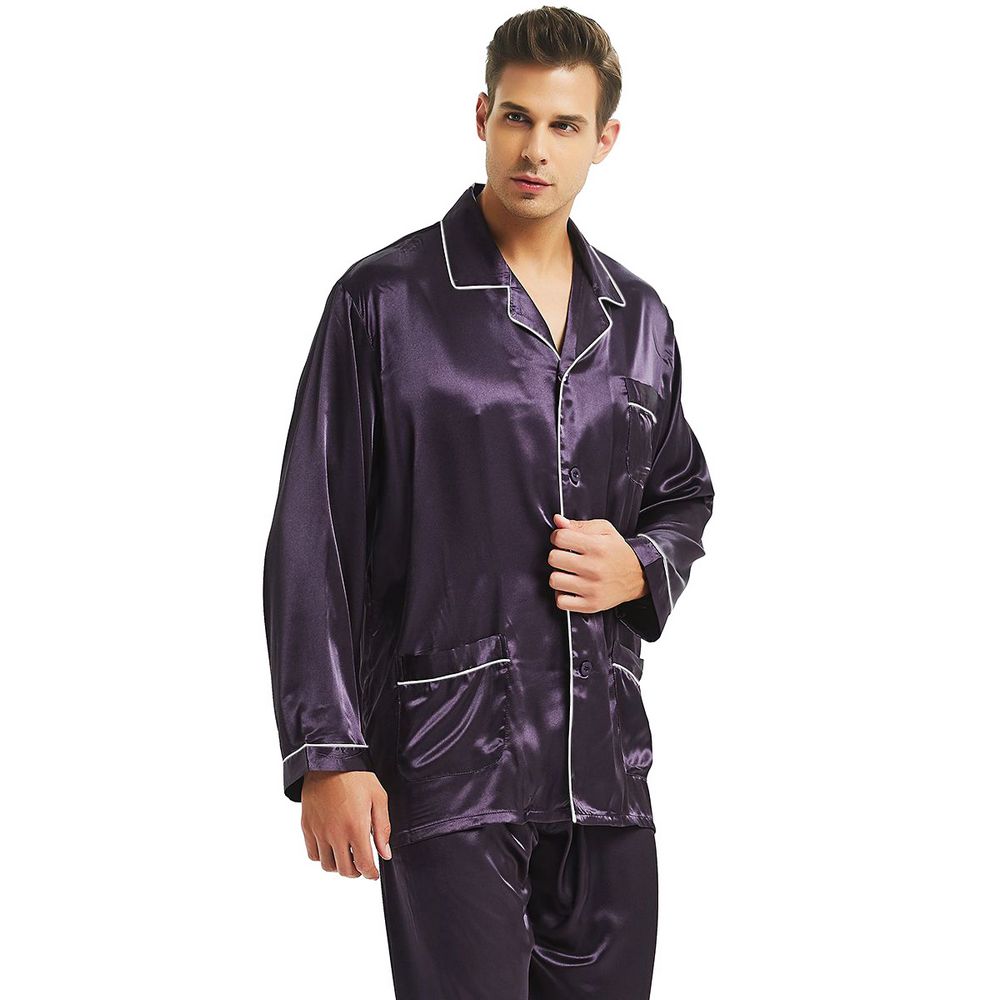 Oem/odm Mens Silk Satin Pajamas Set Sleepwear Loungewear Plus Size Designer Custom Onesie Satin Men's Sleepwear Pijama Sleepwear 