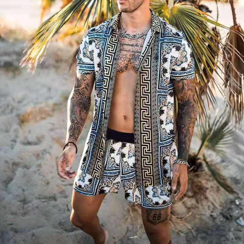 Oa Paymet New Fashion Men's Graphic T Shirts With Fancy Printed Set Of Shirt And Shorts For Beach For Men