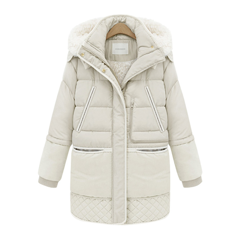 Women's Thickened Down Jacket Hooded Coat Women Hooded Parka Coat Zipper Outwear 