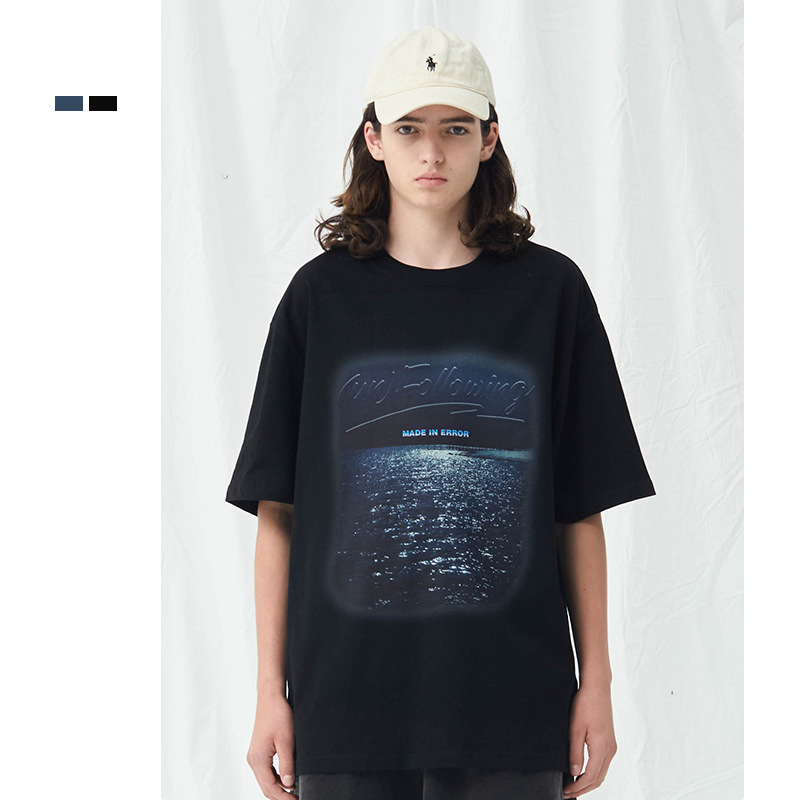 Custom High Street Fashion Men's Oversized T Shirt Print 260g Heavy Round Neck Tee Cotton Short Sleeve T-shirt 