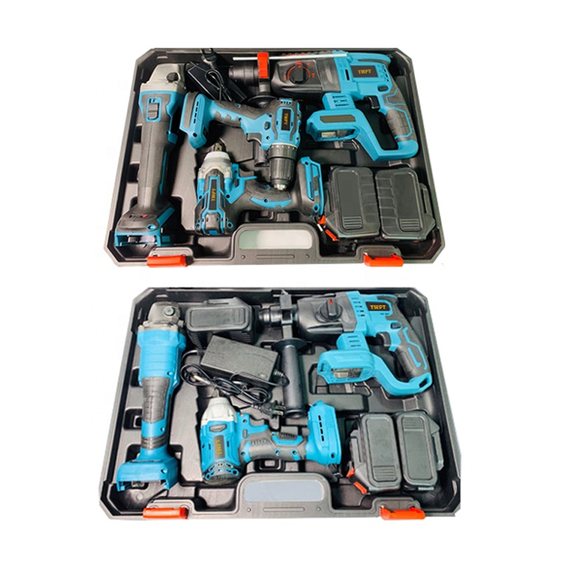 Hot Sale Thpt Cordless Rechargeable Professional Angle Grinder Impact Wrench Drill Kit Lithium Electric Power Tool Set 