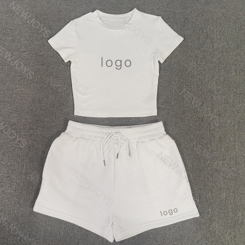Free Sample 2023 Summer Crop Top Lounge Wear Two Piece Set Women Clothing Custom Logo T-shirt And Shorts Set Women 