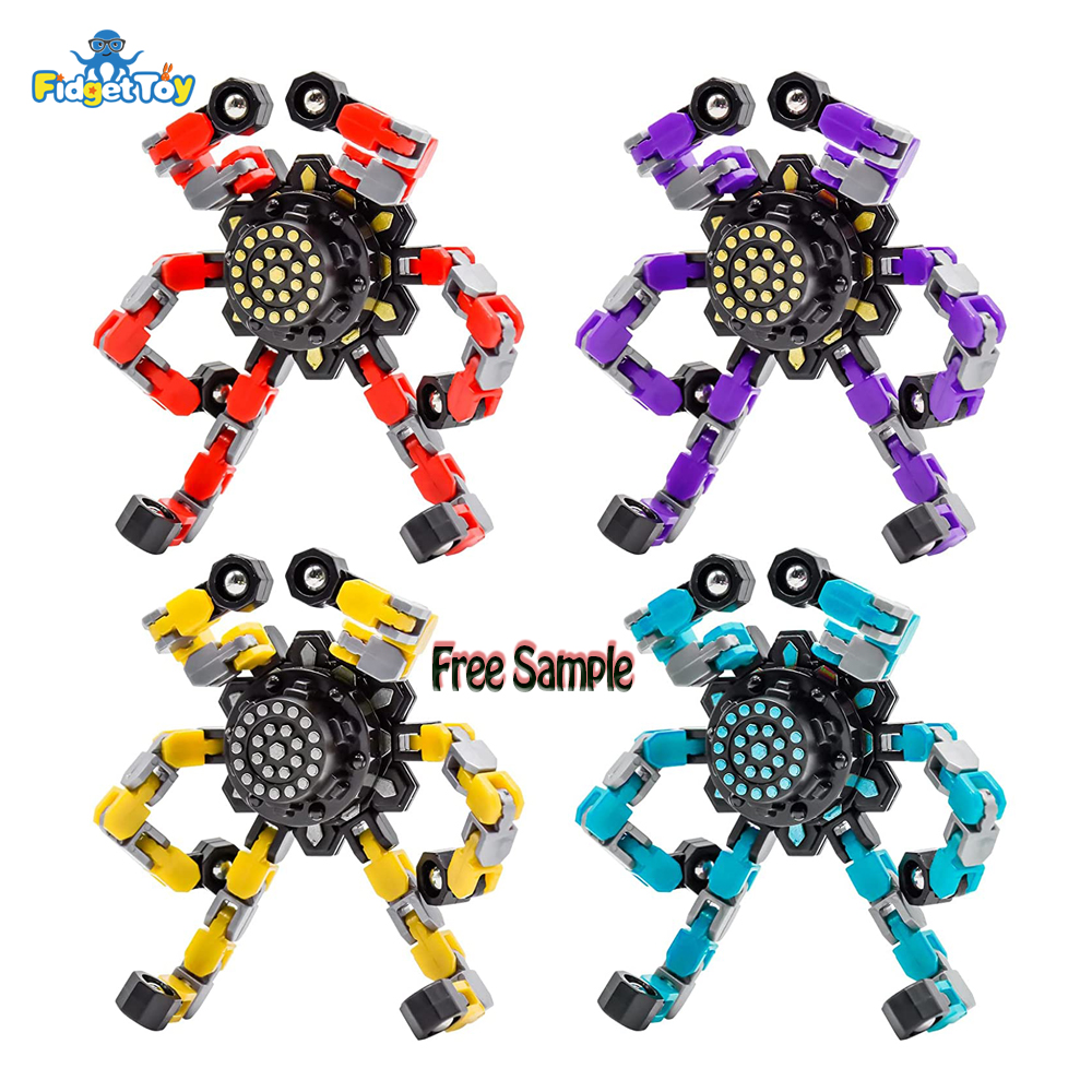 Free Sample 3 Pack Transformable Fingertip Fidget Spinner Anti Stress Deformation Gyro Chain Fidget Toy For Kids And Adults 