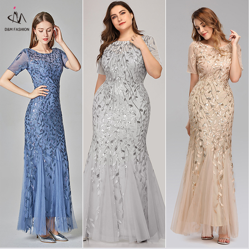 D&amp;m Elegant Sequin Evening Dresses Ladies Plus Size Prom Dress Maxi Party Bridesmaid Dress Women Mother Of The Bride Clothing