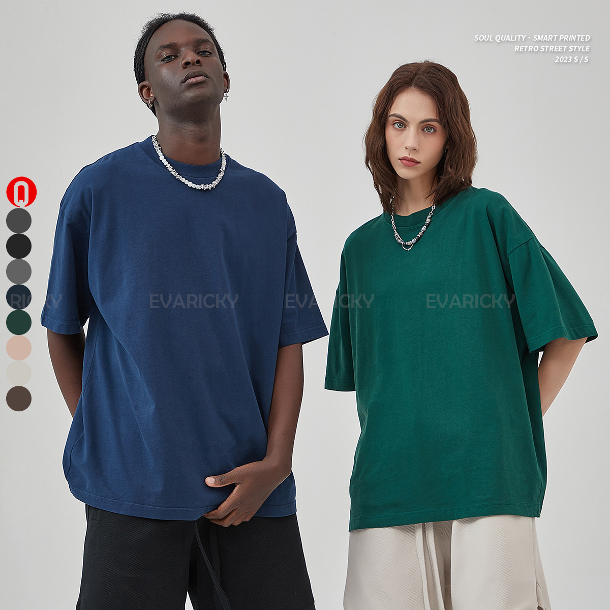 Custom Logo Summer Clothing Supplier Women Loose High Neck T-shirt 100% Coton Solid High Quality Summer Gym T-shirt For Men 