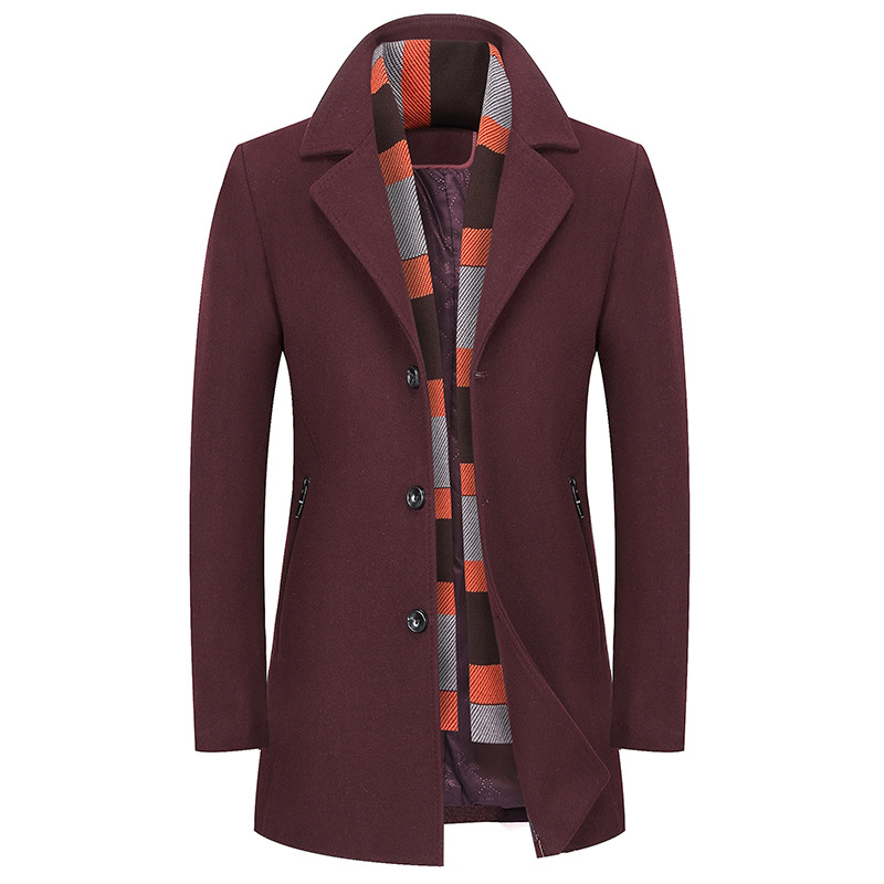 New Fall Winter Woolen Mens Turn Down Collar Slim Fit Trench Coats Long Men's Jackets Cold Winter Mens Winter Jacket Coat 