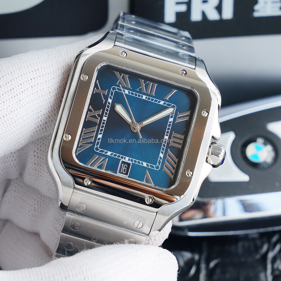 Luxury Cheap Silver Watch Square Watch Stainless Steel Best 2824 Automatic Mechanical Movement Branded Watches For Men 