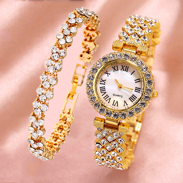 Medboo Wholesale Jewelry Ladies Wrist Watches And Bangle Set Stainless Steel Luxury Business Elegant Women Quartz Watches 